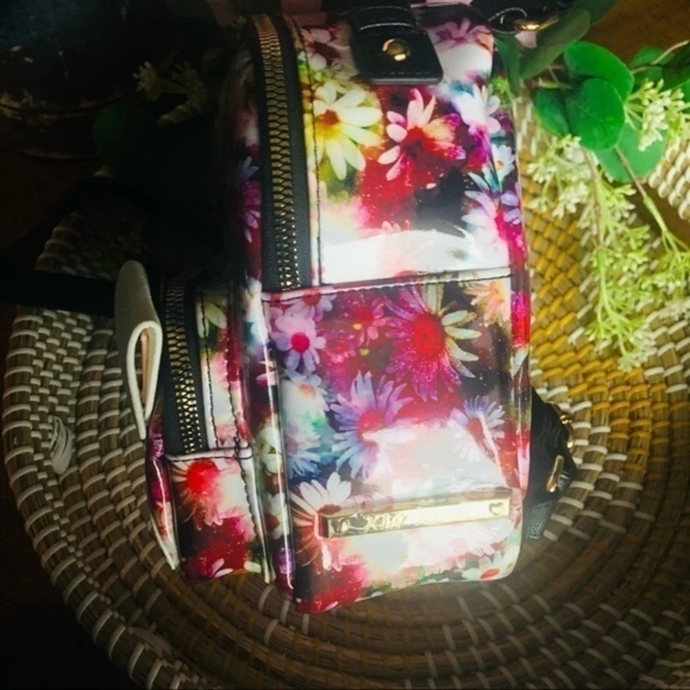 Betsey Johnson Floral Puppy Dog Mini Backpack NWT